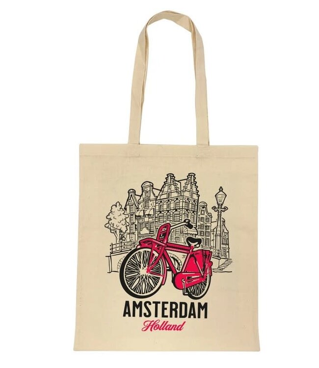 Amsterdam Red  Bike Shopping Bag (Cotton)