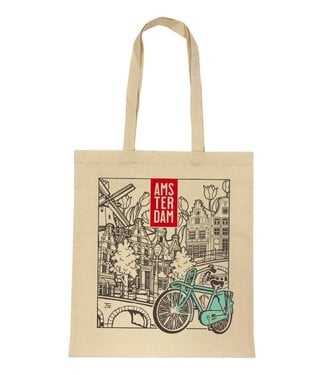 Amsterdam Green Bike Shopping Bag (Cotton)