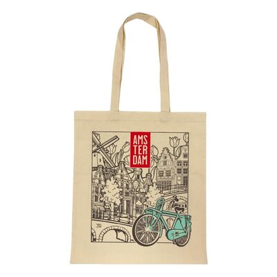 Amsterdam Green Bike Shopping Bag (Cotton)