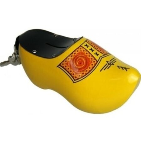 Yellow Farmer Wooden Shoe Money Bank