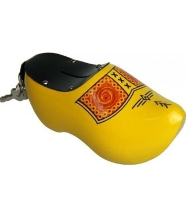 Yellow Farmer Wooden Shoe Money Bank