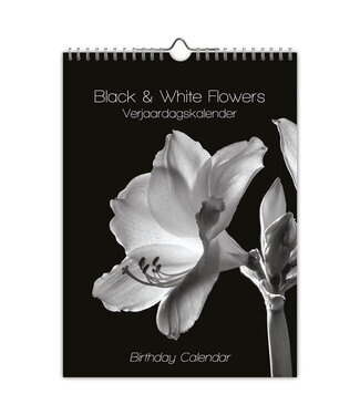Black & White Flowers Perpetual Birthday Calendar