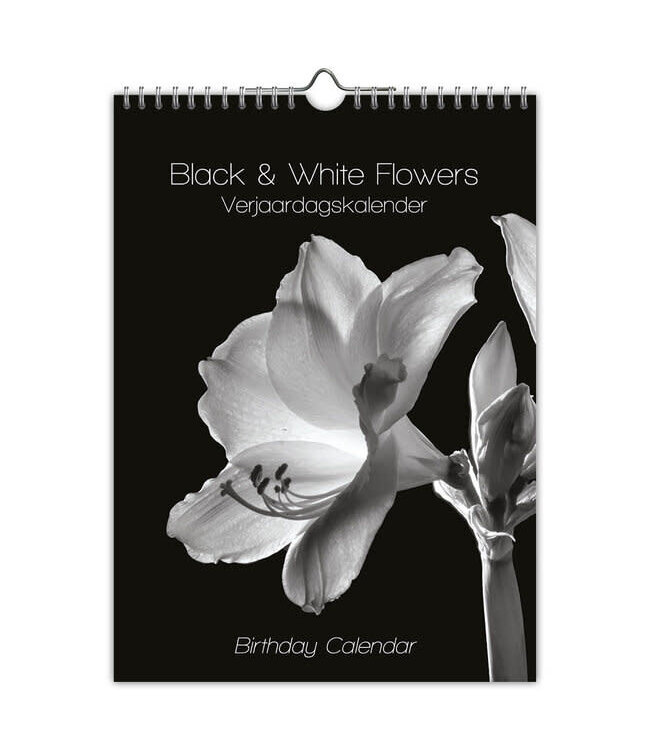 Black & White Flowers Perpetual Birthday Calendar