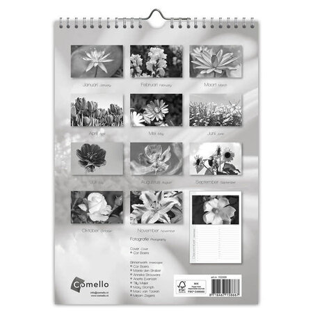 Black & White Flowers Perpetual Birthday Calendar