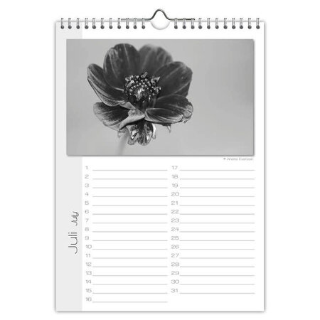 Black & White Flowers Perpetual Birthday Calendar