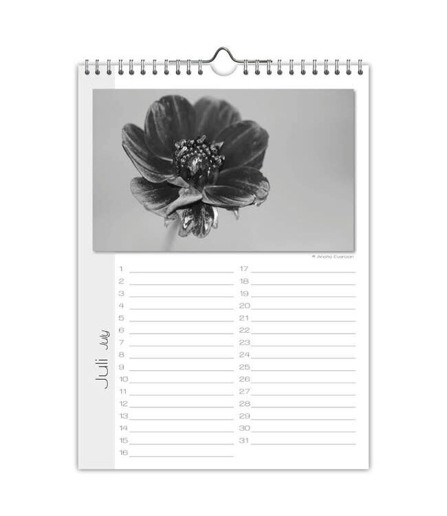 Black & White Flowers Perpetual Birthday Calendar