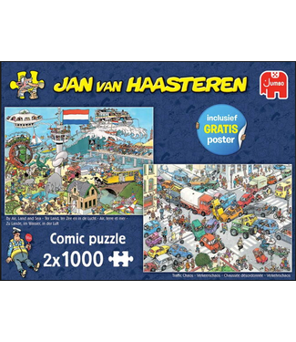 Traffic Chaos & By Air, Land & Sea Puzzle (2x1000pc) Puzzle