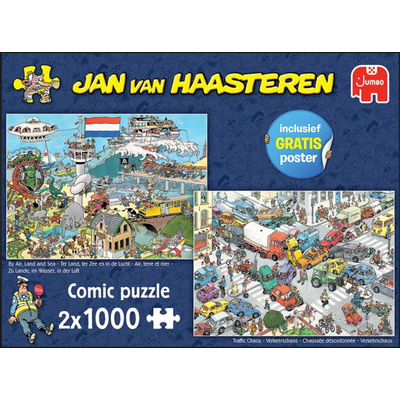 Traffic Chaos & By Air, Land & Sea Puzzle (2x1000pc) Puzzle
