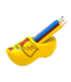 Yellow Wooden Shoe with Pencils and Sharpener