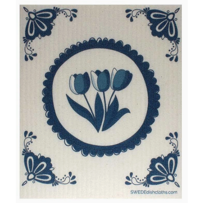 Delft Blue Tulips Swedish Cloth