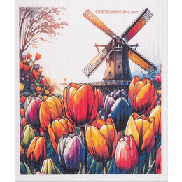Tulips and Windmill Swedish Cloth