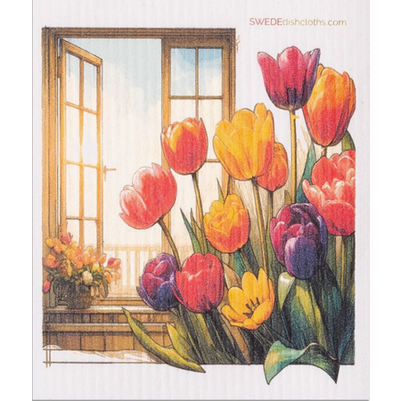 Tulips at the Window Swedish Cloth