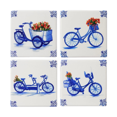 Heinen Delft Blue Bike Coasters (4pc)