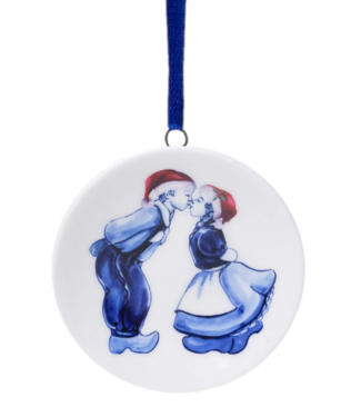 Mini Plate with Kissing Couple  Christmas Ornament 5.5cm