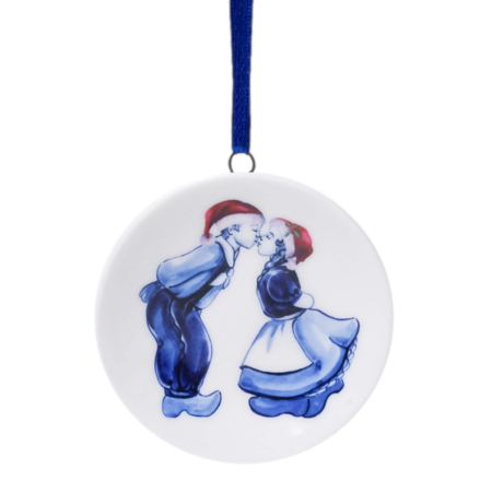 Mini Plate with Kissing Couple  Christmas Ornament 5.5cm