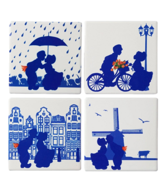 Heinen Delft Blue Kissing Couple  Coasters (4pc)