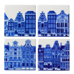 Heinen Delft Blue Canal Houses  Coasters (4pc)