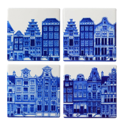 Heinen Delft Blue Canal Houses  Coasters (4pc)