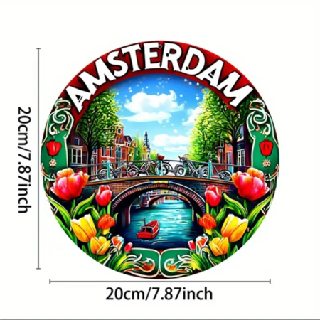 Amsterdam Round Tin Sign
