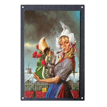 Vintage Dutch Girl Tin Sign 20cm W x 30cm H