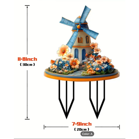 Dutch Windmill Arcylic Garden Sign