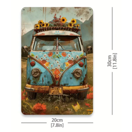 Vintage Floral Bus Tin Sign