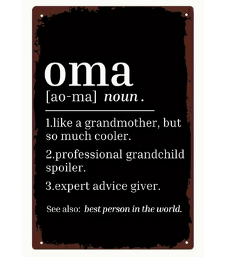 Vintage Oma Definition Tin Sign