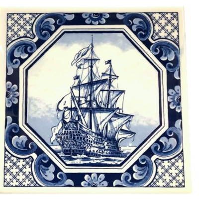 Delft Blue Boat Tile