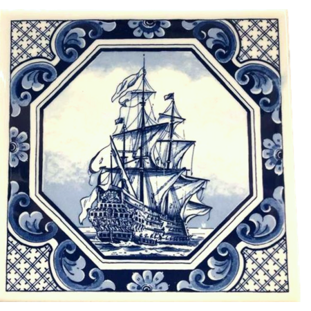 Delft Blue Boat Tile