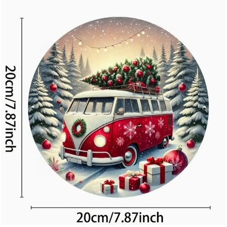 Vintage VW Bus Christmas Tin Sign