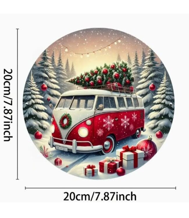 Vintage VW Bus Christmas Tin Sign