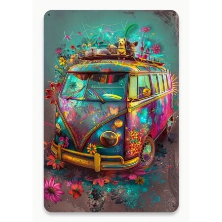 Vintage VW Hippie Bus Tin Sign