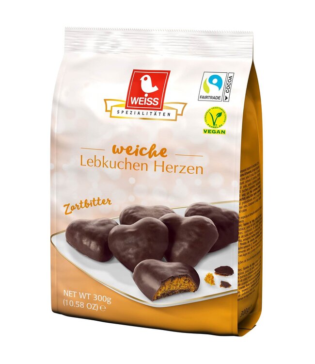 Weiss Dark Chocolate Gingerbread Hearts 150g