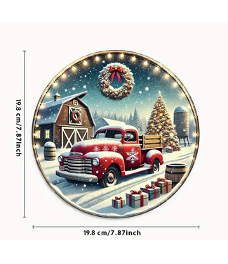 Vintage Red Christmas Truck  Tin Sign