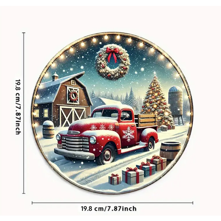 Vintage Red Christmas Truck  Tin Sign