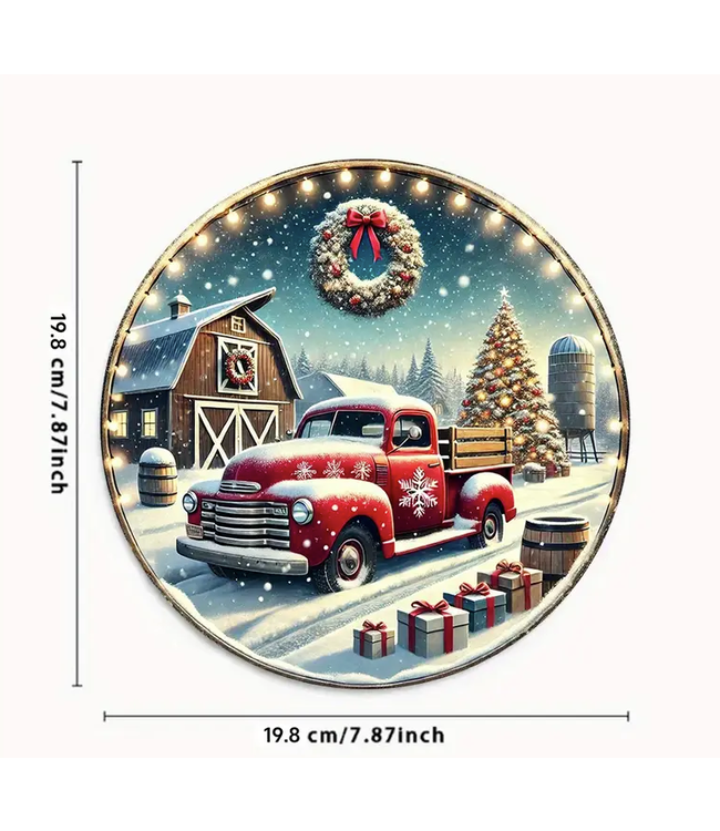 Vintage Red Christmas Truck  Tin Sign