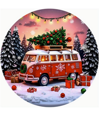 Vintage VW Bus Christmas Tin Sign