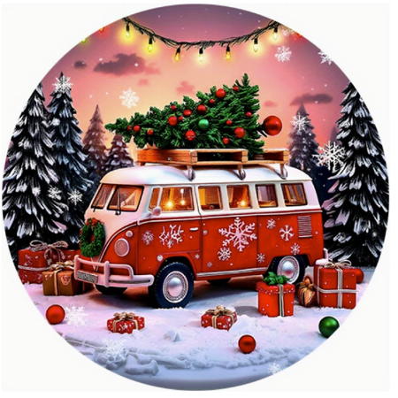 Vintage VW Bus Christmas Tin Sign