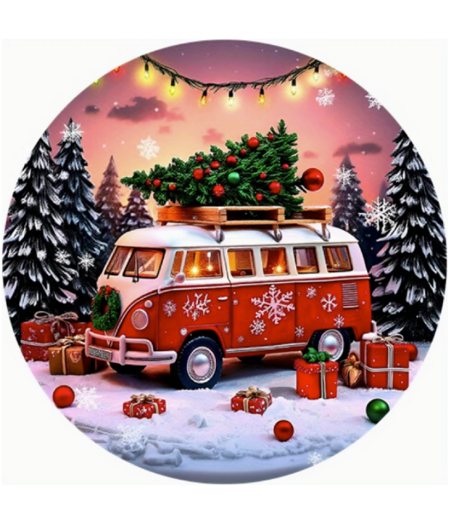 Vintage VW Bus Christmas Tin Sign