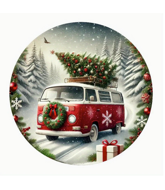 Vintage VW Bus Christmas Tin Sign