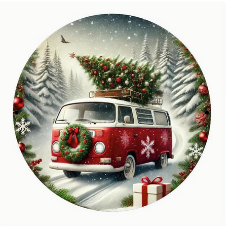 Vintage VW Bus Christmas Tin Sign