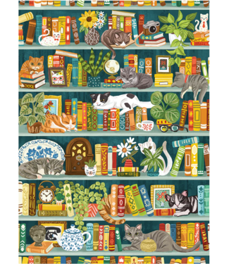 The Purrfect Bookshelf Puzzle 1000pc