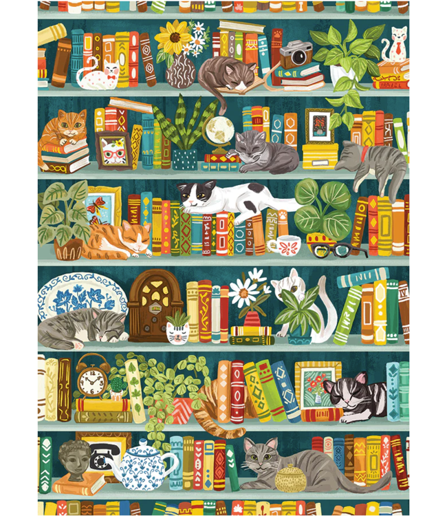 The Purrfect Bookshelf Puzzle 1000pc