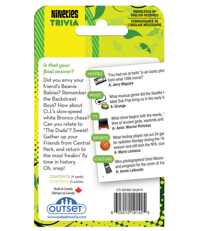 1990s - A decade of Trivia Card Game