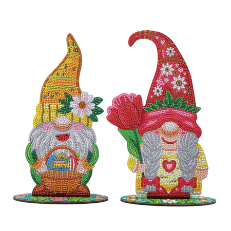 Spring Gnomes Crystal Art Set of 2