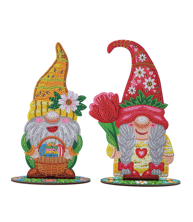 Spring Gnomes Crystal Art Set of 2