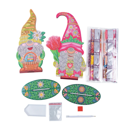 Spring Gnomes Crystal Art Set of 2