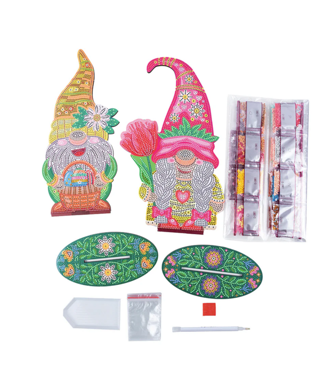 Spring Gnomes Crystal Art Set of 2