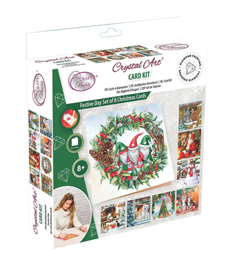 Gnomes Christmas Card Crystal Art Set of 8