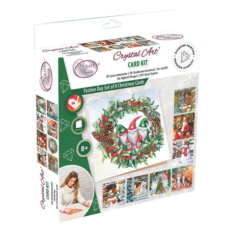 Gnomes Christmas Card Crystal Art Set of 8